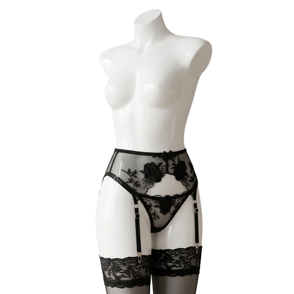 Women's  Embroidered Floral Ga - đánh giá và giá Garter Belt Set